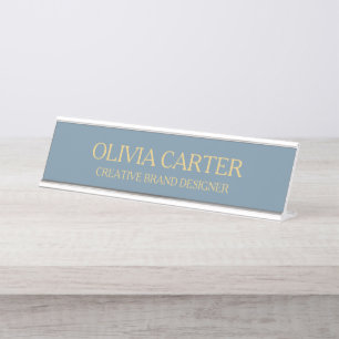 Professioneller Moderner Eleganter Blau Gold Büro  Schreibtischnamensplakette
