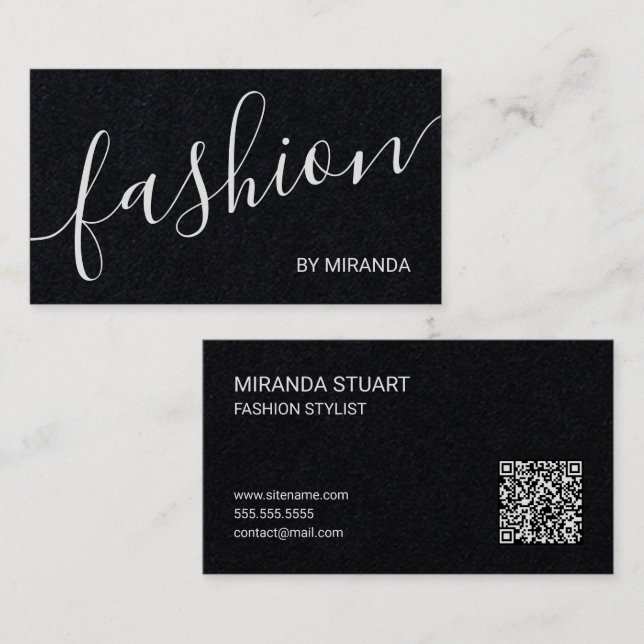 Professioneller Moderner Skript Mode-Stylist Visitenkarte (Vorne/Hinten)