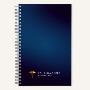 Professioneller Navy Blau Gold Caduceus Medizinisc Notizbuch