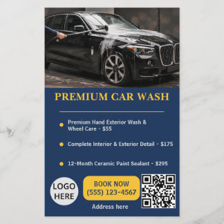 Professioneller Navy-Gold-Autowaschservice Flyer