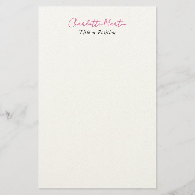 Professioneller Pink Weiß Manager Berater Chef Briefpapier (Vorderseite)