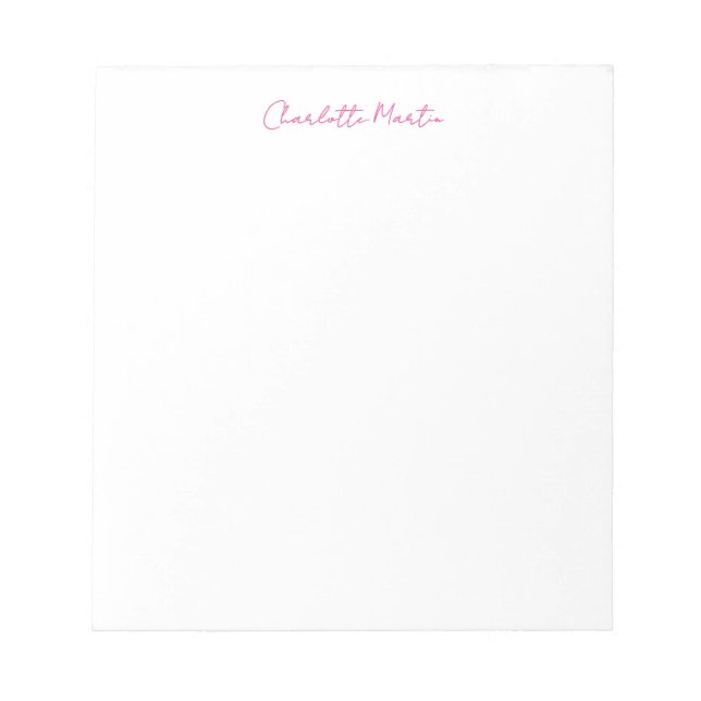 Professioneller Pink Weiß Manager Berater Chef Notizblock (Vorderseite)