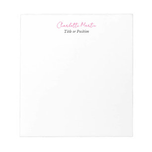 Professioneller Pink Weiß Manager Berater Chef Notizblock