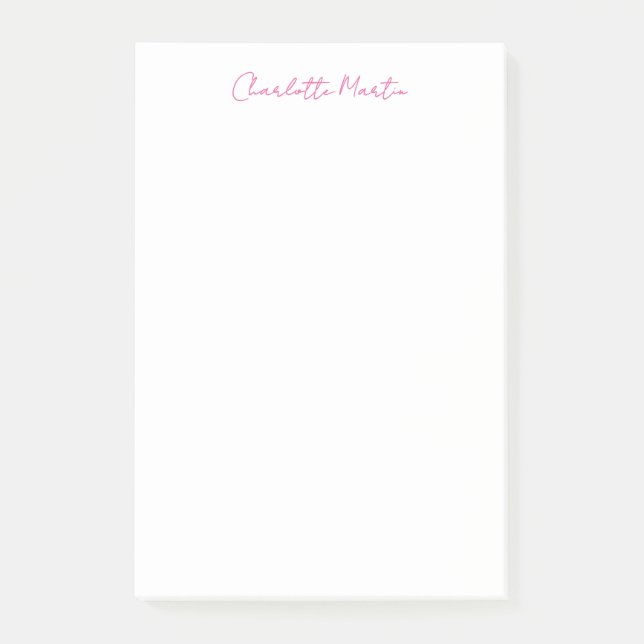 Professioneller Pink Weiß Manager Berater Chef Post-it Klebezettel (Vorderseite)