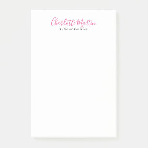 Professioneller Pink Weiß Manager Berater Chef Post-it Klebezettel