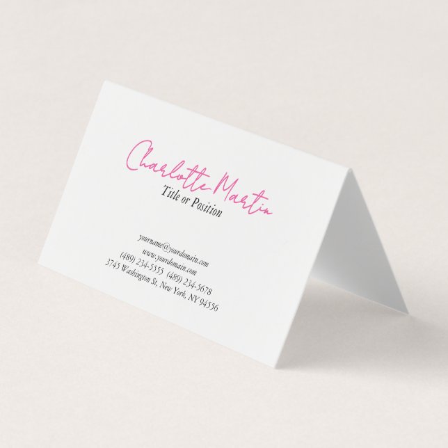 Professioneller Pinker Weißer Manager Berater Chef Visitenkarten (Vorderseite)