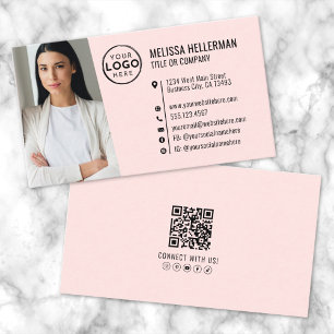 Professioneller QR-Code Foto Ihr Logo Rosa Visitenkarte