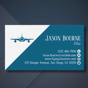 Professioneller QR-Code Luftfahrt Pilot Blau und W Visitenkarte