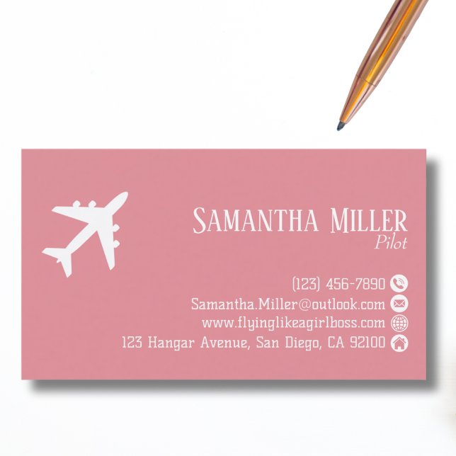 Professioneller QR-Code Luftfahrt Rosa Weiß Benutz Visitenkarte (Von Creator hochgeladen)
