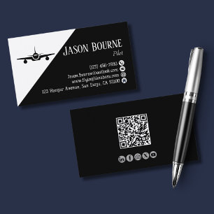 Professioneller QR-Code Luftfahrtmitarbeiter Schwa Visitenkarte