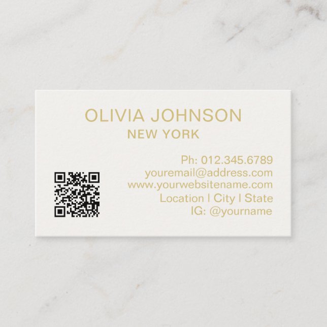 Professioneller QR-Code Modern Minimalistisch Gold Visitenkarte (Vorderseite)