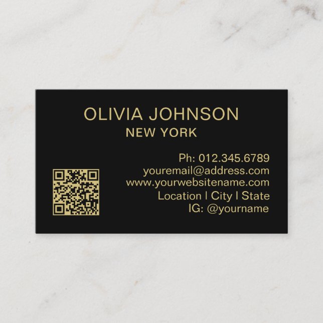 Professioneller QR-Code Modern Minimalistisch Gold Visitenkarte (Vorderseite)