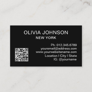 Professioneller QR-Code Modern Minimalistisch Schw Visitenkarte