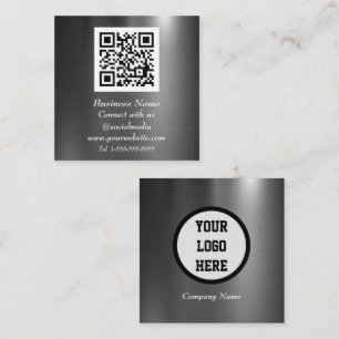 Professioneller QR-Code scannbar schwarzes Metall Quadratische Visitenkarte