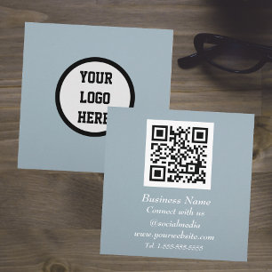 Professioneller QR-Code scannbarer staubblauer Mod Quadratische Visitenkarte