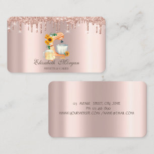 Professioneller Rose Gold Glitter Drips Blumen Mix Visitenkarte