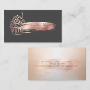Professioneller Rosen-Gold-Pinselstrich-Cupcake Visitenkarte