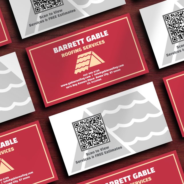 Professioneller roter Dachdecker-QR-Code Visitenkarte (Von Creator hochgeladen)