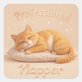 Professioneller Schläferkatze Süße Schlafkatze Quadratischer Aufkleber