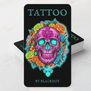 Professioneller Tätowierer Floral Skull Tattoo-Stu Visitenkarte