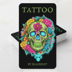 Professioneller Tätowierer Florale Totenkopf-Tätow Visitenkarte