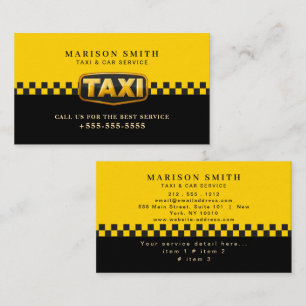 Professioneller Taxi-Service Visitenkarte