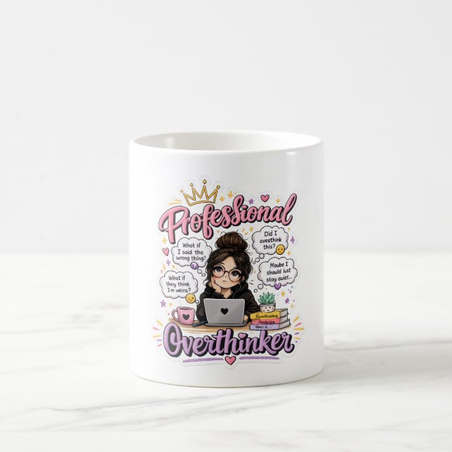Professioneller Überdenker lustiges Zitat weiß Kaffeetasse (Mittel)