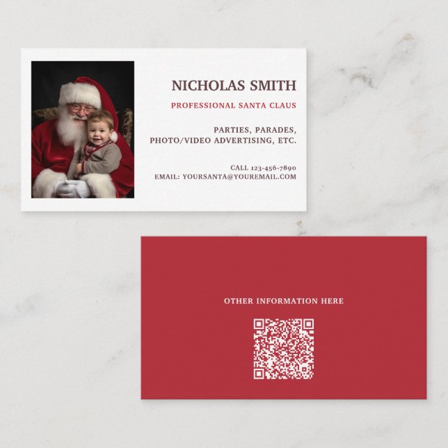 Professioneller Weihnachtsmann-QR-Code-Foto Visitenkarte (Vorne/Hinten)