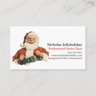 Professioneller Weihnachtsmann Retro Vintage Infor Visitenkarte