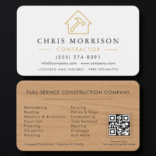 Professioneller Weißgold-Builder-QR-Code Visitenkarte