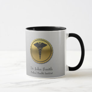 Professionelles 3D Gold Caduceus Emblem Medizin Tasse