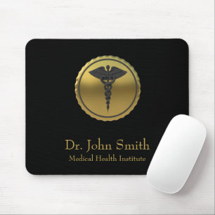 Professionelles 3D Gold Caduceus Medizin Emblem Mousepad