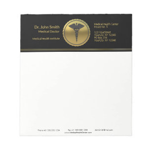 Professionelles 3D-Gold-Medizin-Caduceus-Emblem Notizblock