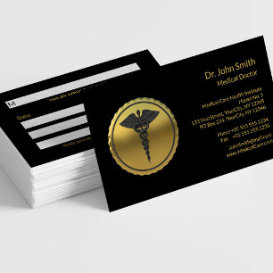 Professionelles 3D-Gold-Medizin-Caduceus-Emblem Terminkarte