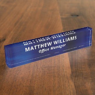 Professionelles Blaues Faux-Metal-Schild Namensplakette