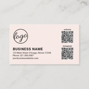 Professionelles Blush-Pink-Logo QR-Code Modern Visitenkarte