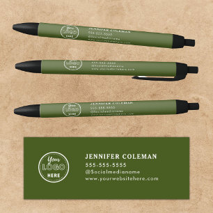 Professionelles Branding Werbe Logo Moosgrün Kugelschreiber