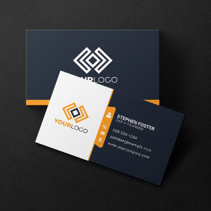 Professionelles Corporate-Bold-Dunkelblau/Orange-L Visitenkarte