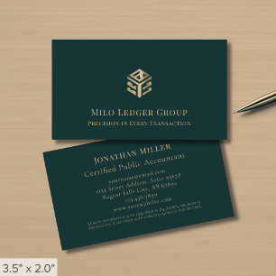 Professionelles Dunkelgrünes Gold-Logo Visitenkarte