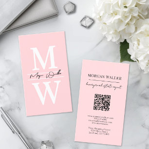Professionelles einfaches Rosé-Monogramm Visitenkarte
