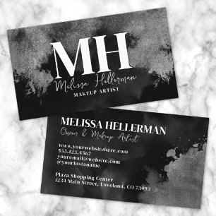 Professionelles Elegantes Schwarz Silber Monogramm Visitenkarte