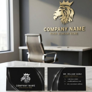 Professionelles Elegantes Silber Löwe Logo Telefonnummerkarte