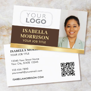 Professionelles Firmenlogo QR Braun Gold Visitenkarte
