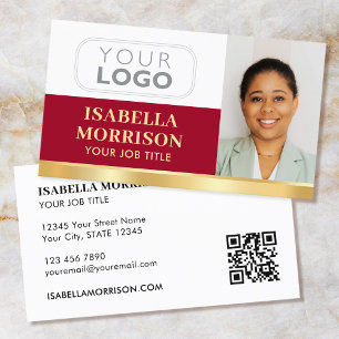 Professionelles Firmenlogo QR Rot Gold Visitenkarte