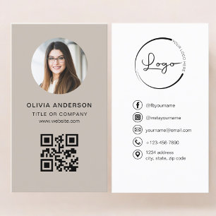 Professionelles Foto Beige QR-Code Social Media Visitenkarte