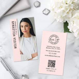 Professionelles Foto-Logo Vertikal Pink Visitenkarte