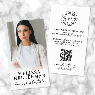 Professionelles Foto QR-Code Firmenlogo Vertikal Visitenkarte