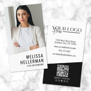 Professionelles Foto QR-Code Firmenlogo Vertikal Visitenkarte