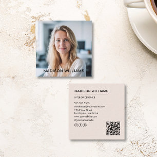 Professionelles Foto QR Social Media Röte Rosa Quadratische Visitenkarte