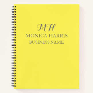Professionelles gelbes Monogramm Anfangsbuchstabe Notizbuch